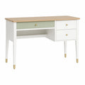 Bureau 120 x 60 cm blanc vert sauge en bois avec 3 tiroirs style scandinave