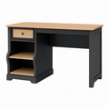 Bureau 120 x 60 x 75 cm noir et chêne avec tiroir et étagères style classique