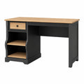 Bureau 120 x 60 x 75 cm noir et chêne avec tiroir et étagères style classique