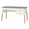 Bureau 120 x 60 cm en bois blanc et vert avec 3 tiroirs style scandinave