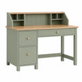 Bureau avec rangement 120 cm en bois vert sauge et naturel - 3 tiroirs style scandinave