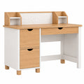 Bureau avec rangement 120 x 60 x 105 cm en bois blanc et chêne - style scandinave
