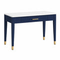 Bureau 120 x 60 x 76 cm bleu marine et blanc en bois avec tiroir style contemporain