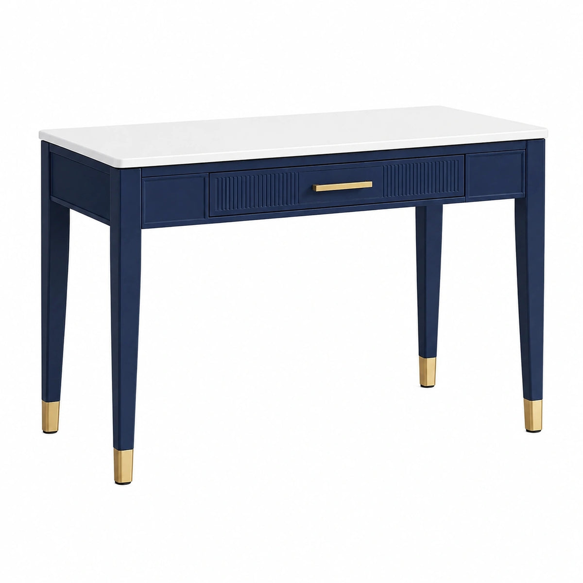 Bureau 120 x 60 x 76 cm bleu marine et blanc en bois avec tiroir style contemporain