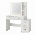 Coiffeuse 120 x 50 x 160 cm en bois blanc avec miroir lumineux et rangements style moderne