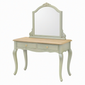 Coiffeuse avec miroir 100 x 45 x 156 cm en bois vert sauge style classique à 2 tiroirs