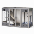 Enclos intérieur pour chat 180 x 90 x 120 cm en bois gris avec grillage et plateformes