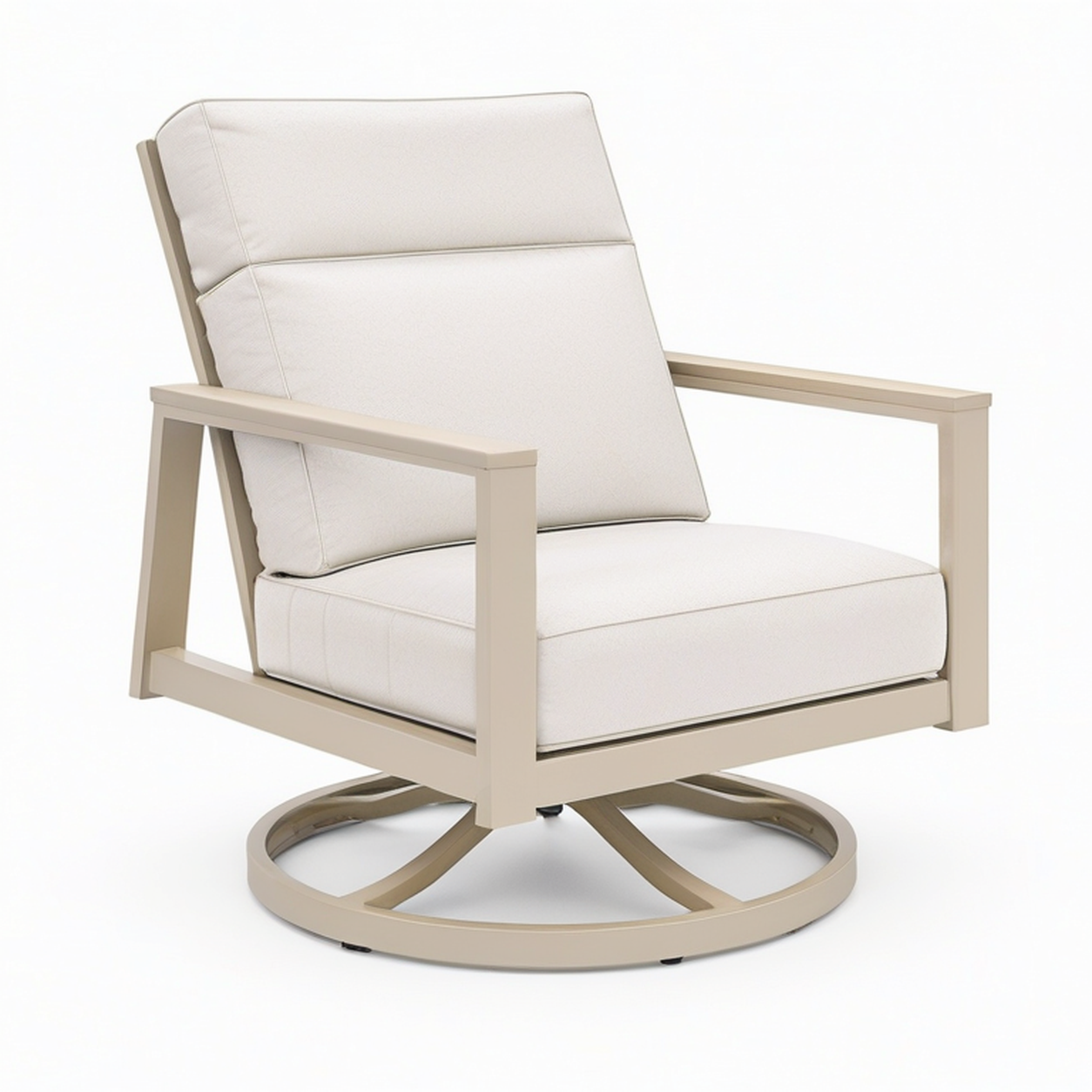 Fauteuil de jardin pivotant 76 x 84 x 96 cm en métal et tissu beige style contemporain