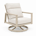 Fauteuil de jardin pivotant 76 x 84 x 96 cm en métal et tissu beige style contemporain