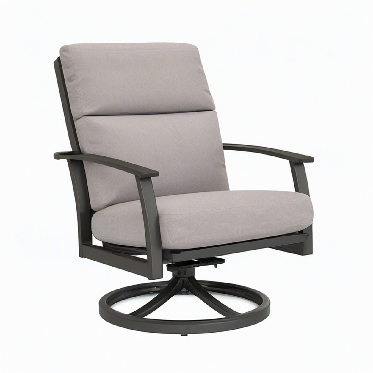 Fauteuil de jardin 83 x 78 x 99 cm en métal et tissu gris pivotant style contemporain