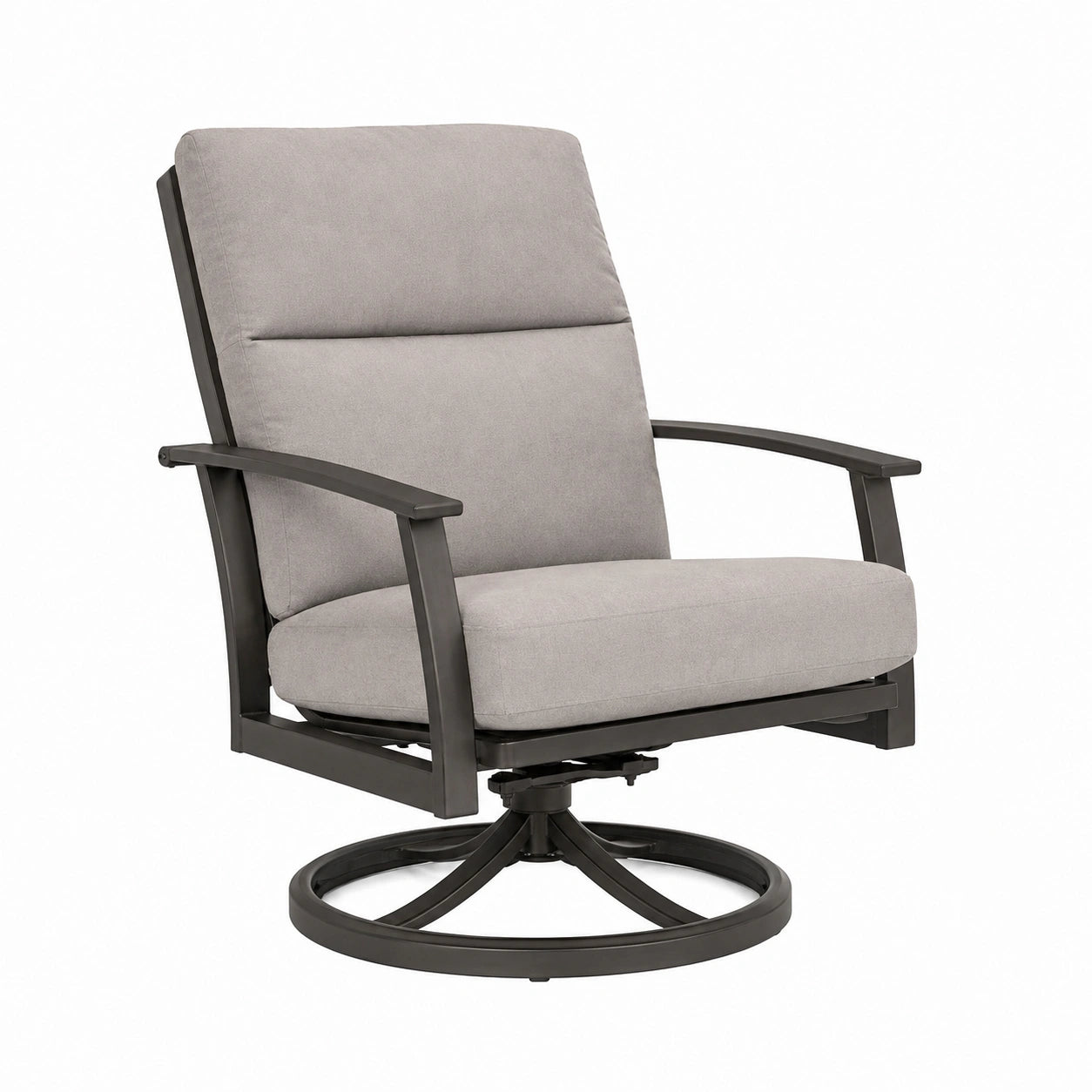 Fauteuil de jardin 83 x 78 x 99 cm en métal et tissu gris pivotant style contemporain