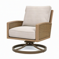 Fauteuil pivotant 82 x 84 x 91 cm en bois et tressage beige style naturel