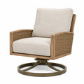 Fauteuil pivotant 82 x 84 x 91 cm en bois et tressage beige style naturel