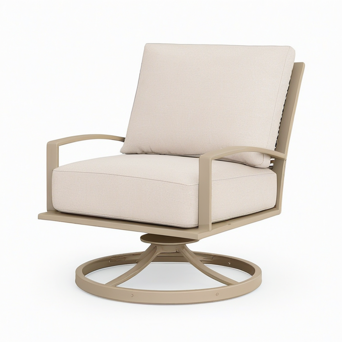 Fauteuil pivotant 76 x 82 x 91 cm en métal et textile beige pour extérieur style contemporain