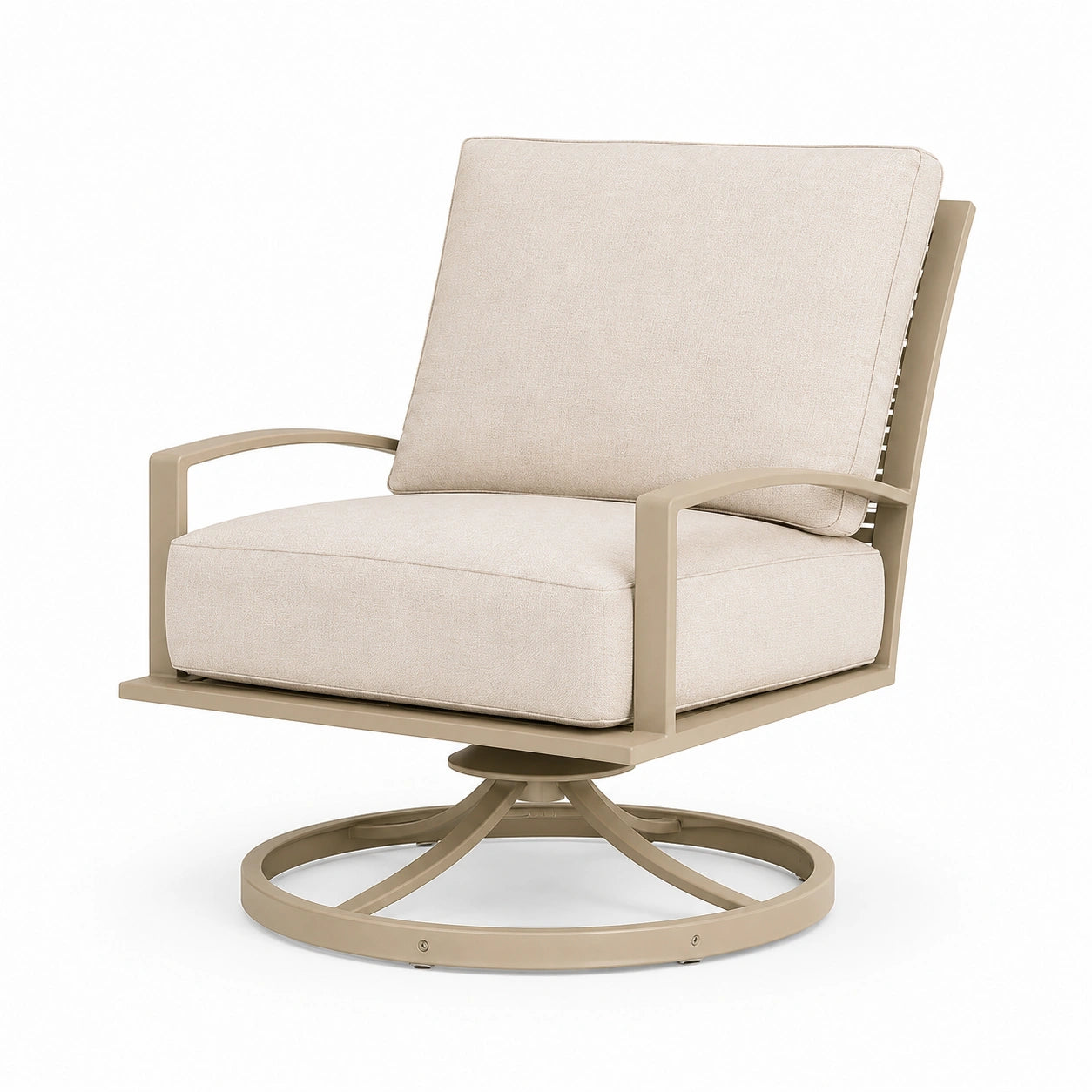 Fauteuil pivotant 76 x 82 x 91 cm en métal et textile beige pour extérieur style contemporain