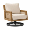 Fauteuil pivotant 78 x 85 x 88 cm en bois cannage beige style naturel