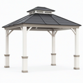 Tonnelle de jardin 400 x 400 cm en bois blanc avec toit en métal anthracite style pavillon